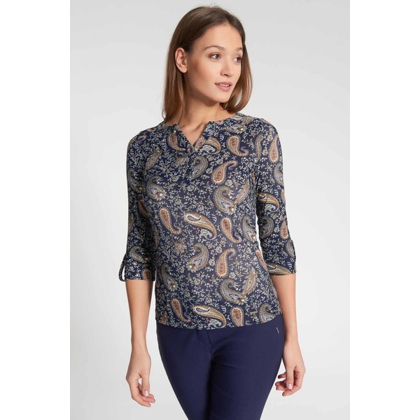 Quiosque Granatowa koszulowa bluzka ze wzorem paisley 1IH008852