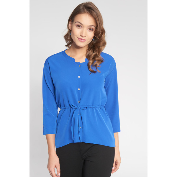 Quiosque Niebieska koszulowa bluzka ściągana w pasie 2IX020801