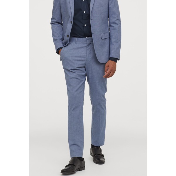 H&M Spodnie garniturowe Skinny Fit 0714032013 Niebieski melanż