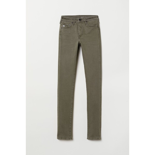 H&M Shaping Skinny Regular Jeans 0399136060 Zieleń khaki