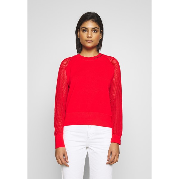 Calvin Klein Jeans SWEATER WITH MESH SLEEVES Sweter fiery red C1821I02O