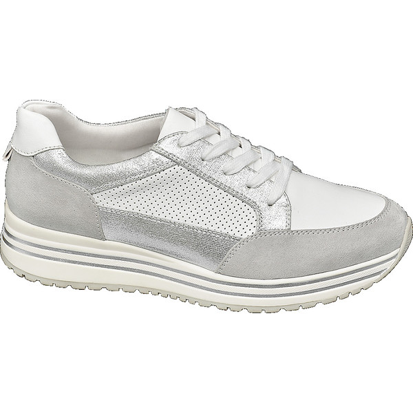 srebrno-białe sneakersy damskie Graceland na grubej podeszwie 11022068