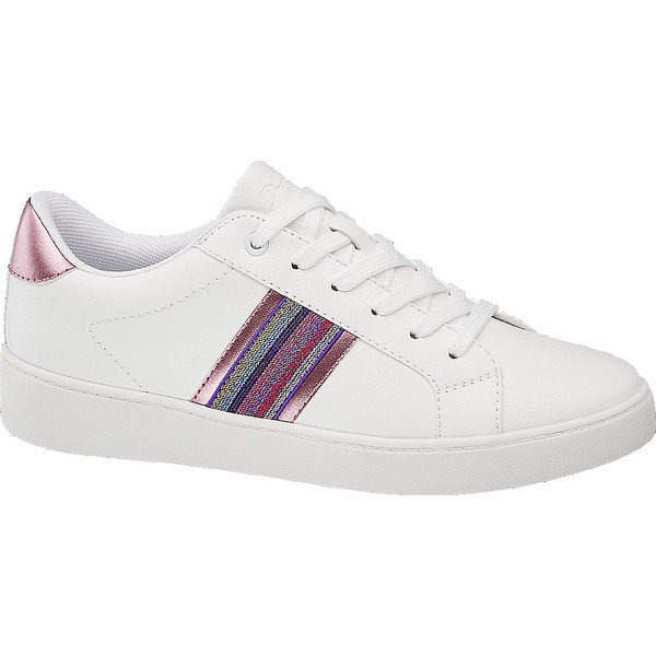 białe sneakersy damskie Graceland z metaliczną kolorową wstawką 11022988