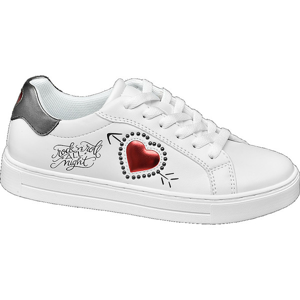 białe sneakersy Graceland z czerwonym sercem 11022028