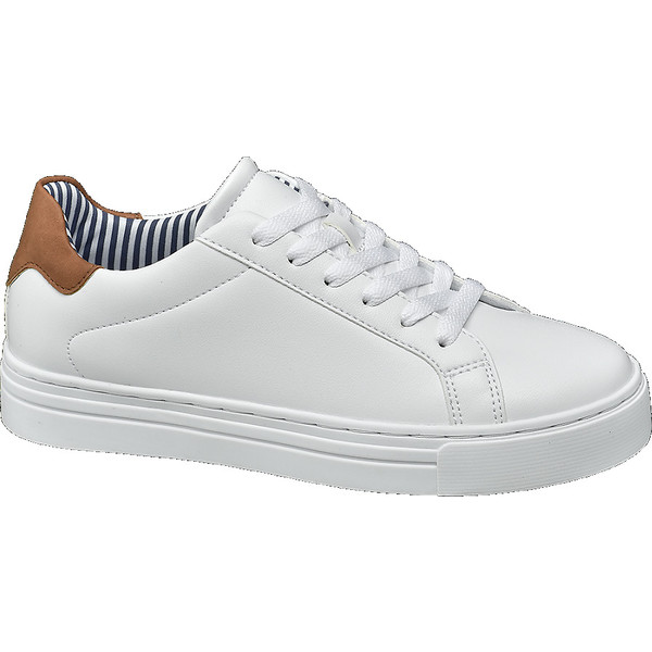 białe sneakersy damskie Graceland z brązowym elementem 1102039