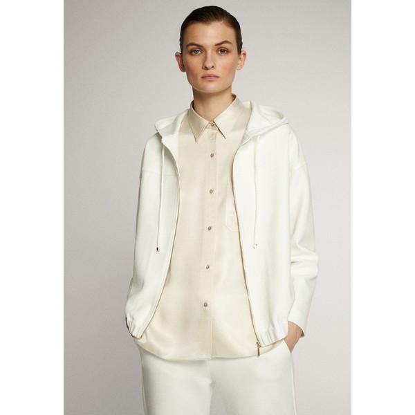 Massimo Dutti MIT KAPUZE UND REISSVERSCHLUSS Bluza rozpinana white M3I21J01L