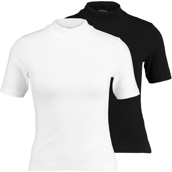 Even&Odd Petite 2ER PACK T-shirt z nadrukiem white/black EVF21D01P