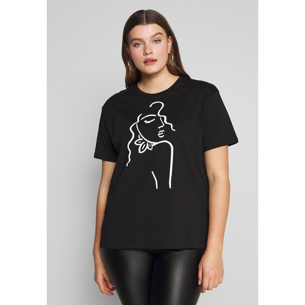 Even&Odd Curvy T-shirt z nadrukiem black EVB21D01Y