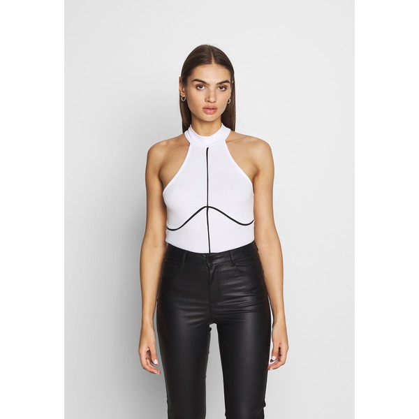 Missguided PIPING DETAIL HIGH NECK BODYSUIT Top white M0Q21D0GC