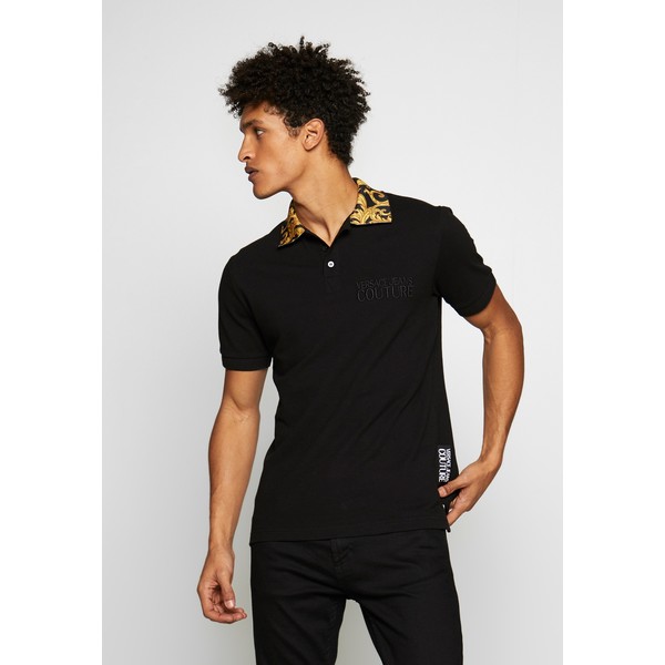 Versace Jeans Couture BAROQUE COLLAR WITHOUT THE PATCH Koszulka polo black VEI22P004