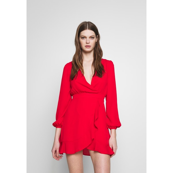 Honey Punch V NECK WRAP DRESS Sukienka koktajlowa red HOP21C04Q