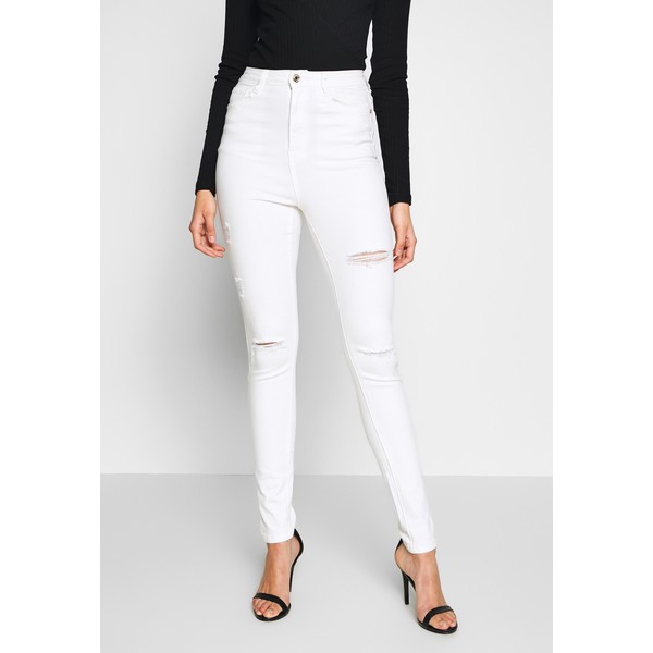 Missguided Tall SINNER HIGHWAISTED AUTHENTIC RIPPED SKINNY Jeansy Skinny Fit white MIG21N01J