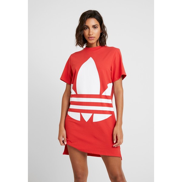 adidas Originals LOGO DRESS Sukienka z dżerseju lush red/white AD121C058