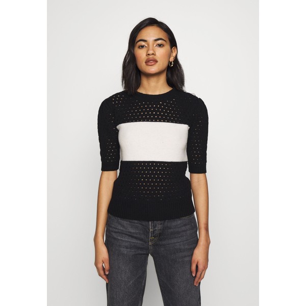 Who What Wear THE SHORT SLEEVE Sweter black/white WHF21I001