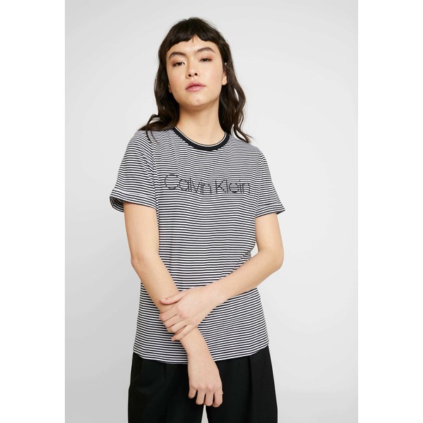 Calvin Klein THIN STRIPE LOGO TEE T-shirt z nadrukiem black 6CA21D018