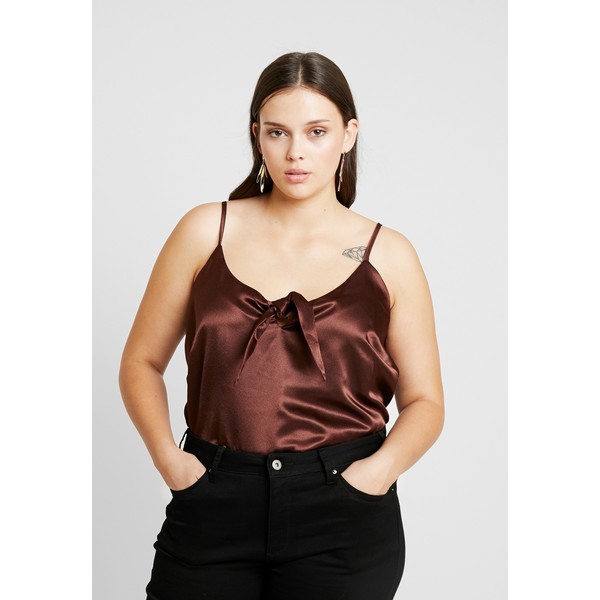 Simply Be KNOT FRONT DETAIL Top chocolate SIE21E01Z
