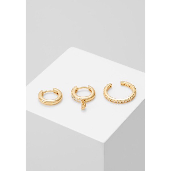 Orelia LUXE DISC DROP HUGGIE PAVE CUFF EAR PARTY 3 PACK Kolczyki pale gold-coloured RL651L063