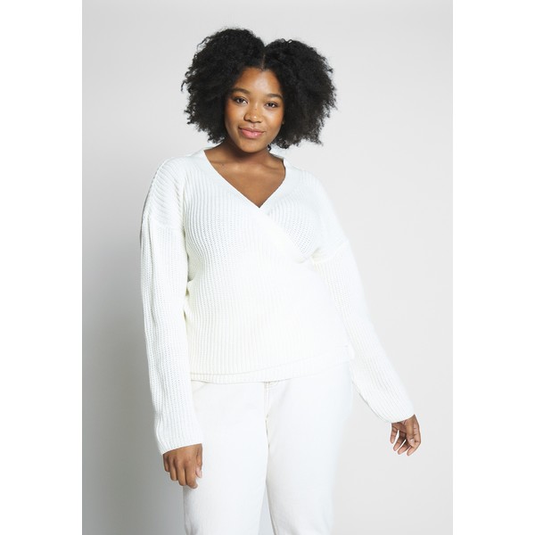 Missguided Plus EXCLUSIVE BELTED WRAP FRONT Kardigan cream M0U21I00P