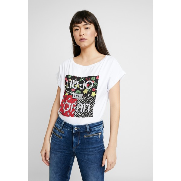 Liu Jo Jeans MODA T-shirt z nadrukiem bianco ottico L2521D01G