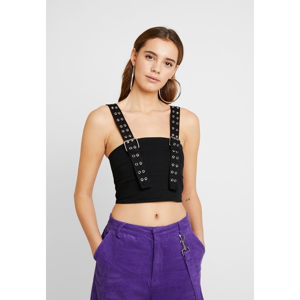 The Ragged Priest DRILL CAMI WITH BUCKLE AND EYELET DETAIL Bluzka black THJ21E00C