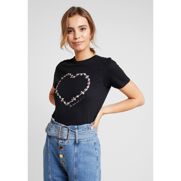 New Look ROSE HEART TEE T-shirt z nadrukiem black NL021D0KQ