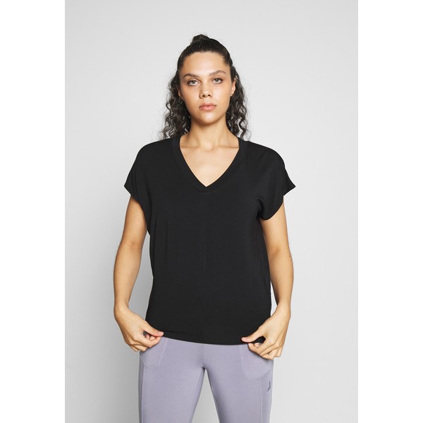 Curare Yogawear V NECK SHIRT WITH BOXPLEAT T-shirt basic black CY541D01P