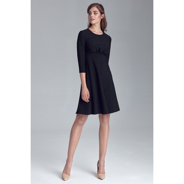 Nife NIFE Rozkloszowana czarna sukienka (S124)