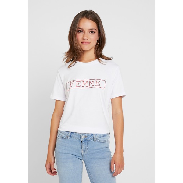 Selected Femme Petite SLFANN PRINT TEE T-shirt z nadrukiem white/chili oil SEL21D002