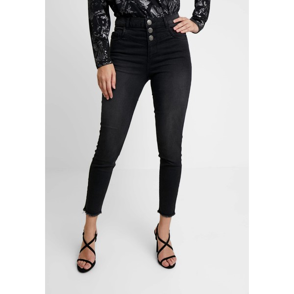 b.young LOLA LIKA CROPPED BUTTONS Jeansy Skinny Fit black denim BY221N00E