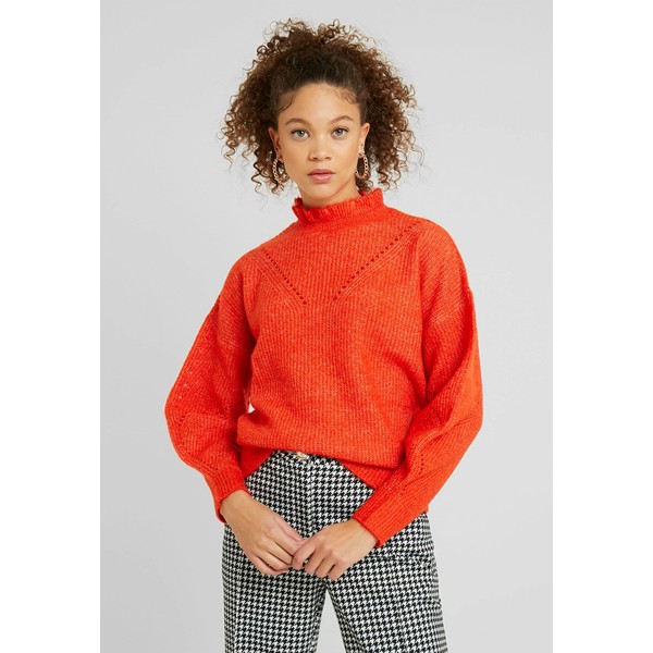 Selected Femme Petite SLFINGA FRILL NECK Sweter orange SEL21I015
