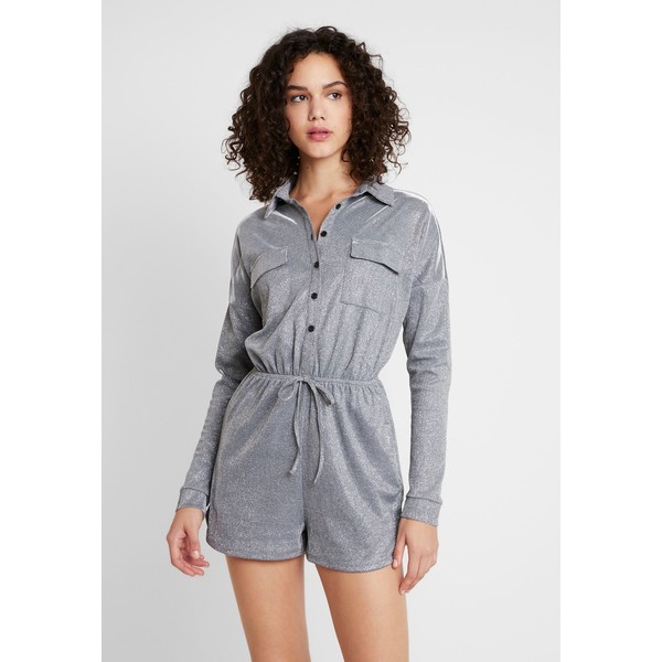 Missguided LONG SLEEVED PLAYSUIT Kombinezon silver M0Q21T085