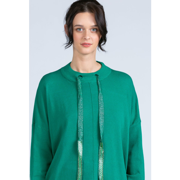 Monnari Oversizowy sweter z troczkami przy dekolcie 20W-QNS0280-K008