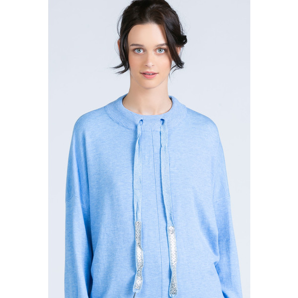 Monnari Oversizowy sweter z troczkami przy dekolcie 20W-QNS0280-K012