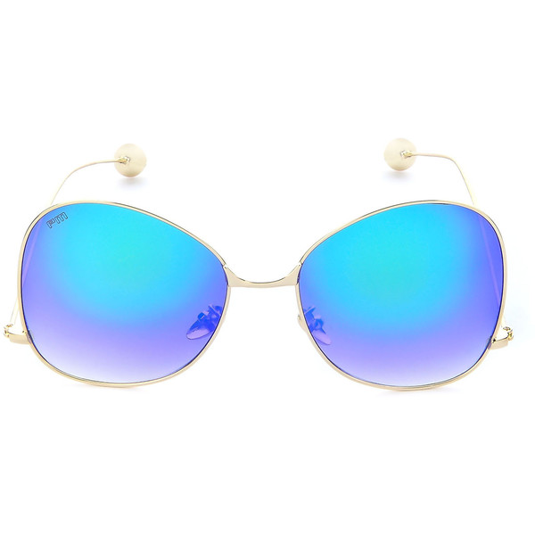 Primamoda Okulary przeciwsłoneczne typu Pilotki z lustrzanymi niebieskimi szkłami 2U-10866 GOLD