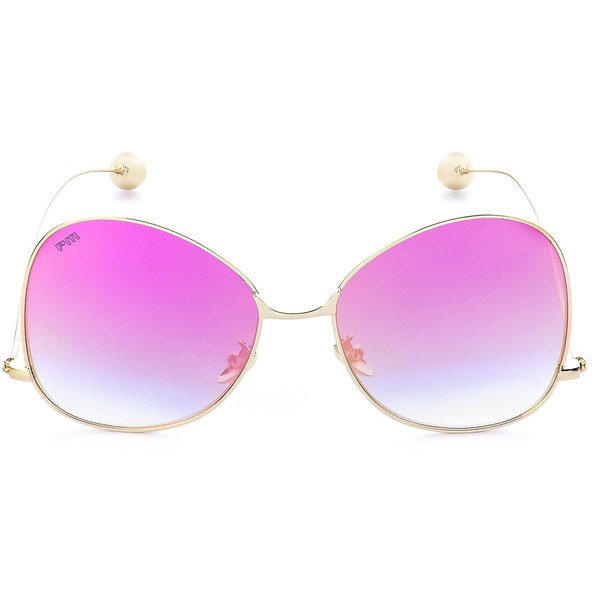 Primamoda Okulary przeciwsłoneczne typu Pilotki z lustrzanymi różowymi szkłami 2U-10864 GOLD