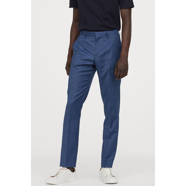 H&M Spodnie garniturowe Slim Fit 0714026008 Niebieski melanż