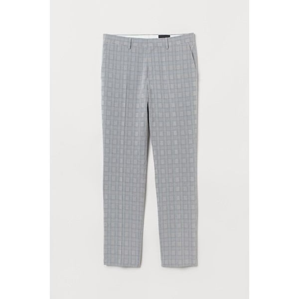 H&M Spodnie garniturowe Slim Fit - - ON 0714026050 Szary/Krata