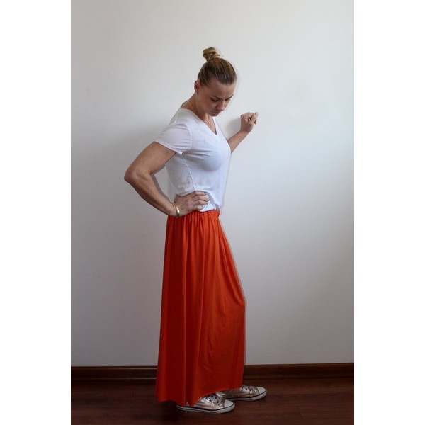 Szarymary Długa zwiewna spódnica pomarańczowa