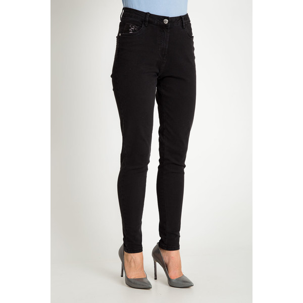 Quiosque Czarne spodnie jeansy z cekinami 3GH001299
