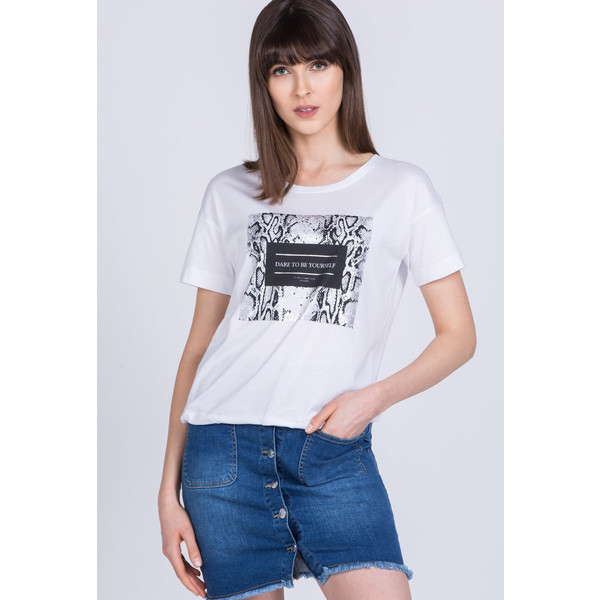 Monnari T-shirt z napisem i zwierzęcym printem 20L-TSH1290-K000