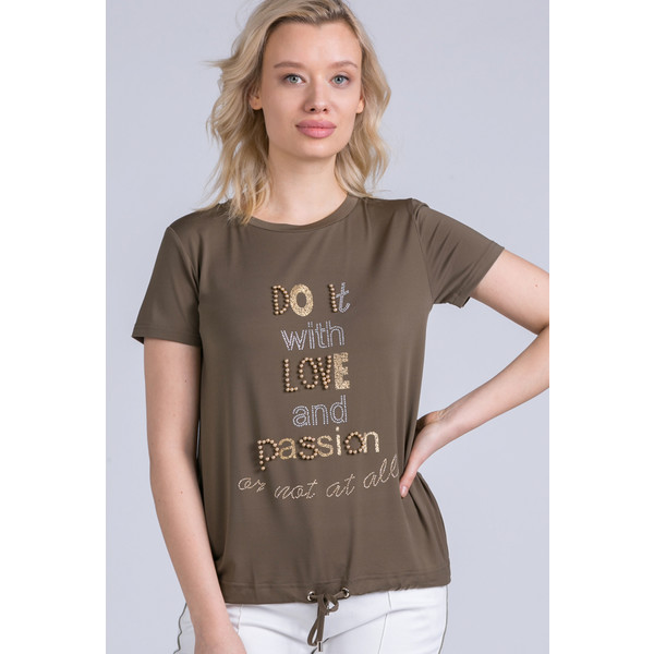 Monnari T-shirt z aplikacją z perełek i dżetów 20W-TSH0290-K008