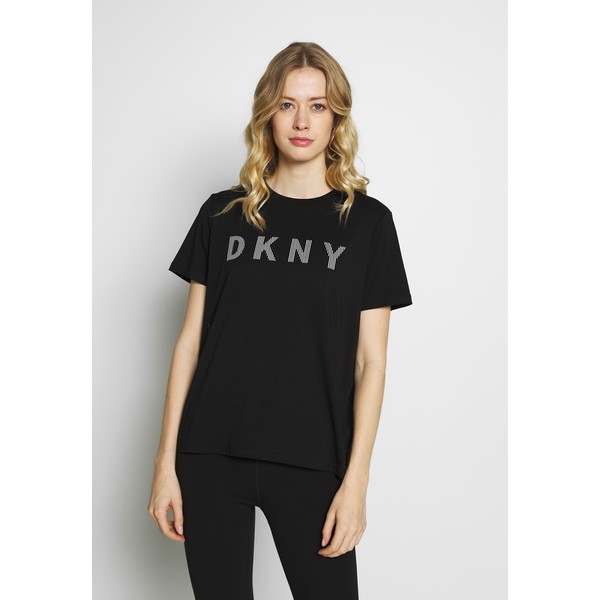 DKNY SHORT SLEEVE TEE STRIPED LOGO T-shirt z nadrukiem black DK141D010