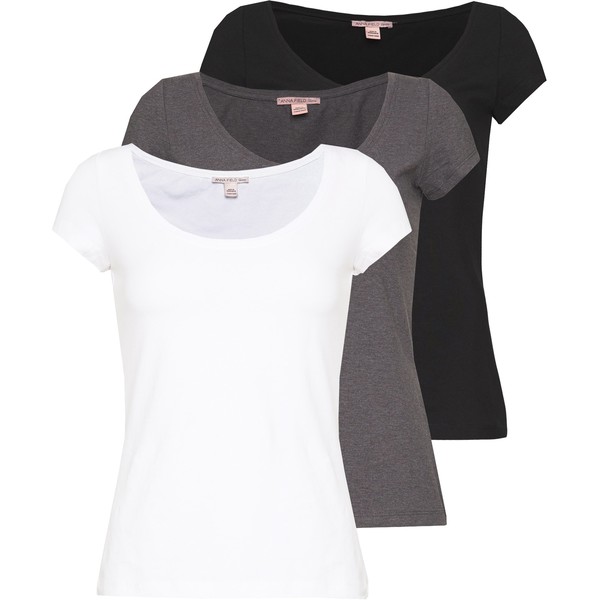 Anna Field Petite 3 PACK T-shirt basic white/black/dark grey ANI21D01D