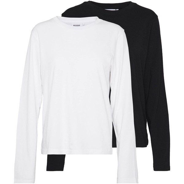 Weekday ALANIS 2 PACK Bluzka z długim rękawem black/white WEB21D055