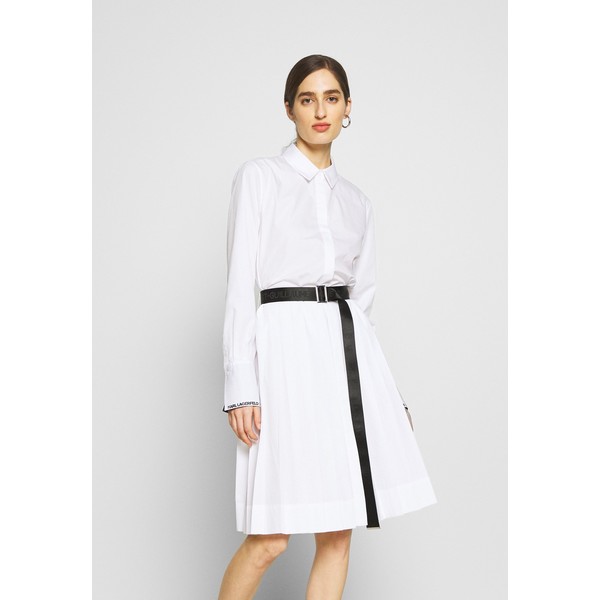 KARL LAGERFELD SHIRT DRESS LOGO BELT Sukienka koszulowa white K4821C022