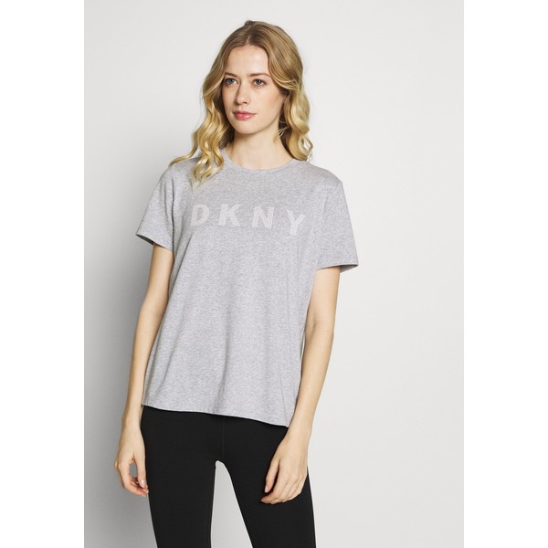 DKNY SHORT SLEEVE TEE STRIPED LOGO T-shirt z nadrukiem pearl grey heather DK141D010