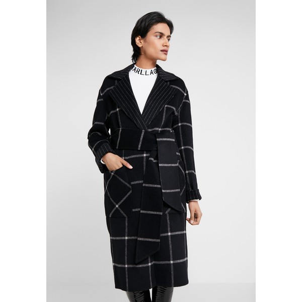 KARL LAGERFELD DOUBLE FACE WRAP COAT Płaszcz wełniany /Płaszcz klasyczny black/gray K4821U00C