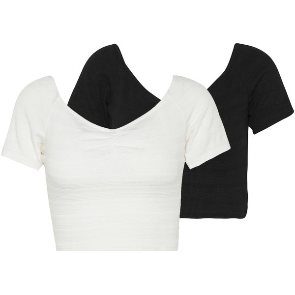 Glamorous Petite EXCLUSIVE POINTELLE 2 PACK T-shirt basic black/white GLB21D01B