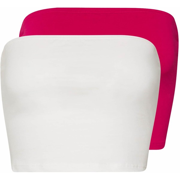 Glamorous BANDEAU CROP TUBE 2 PACK Top white/cerise pink GL921D03J