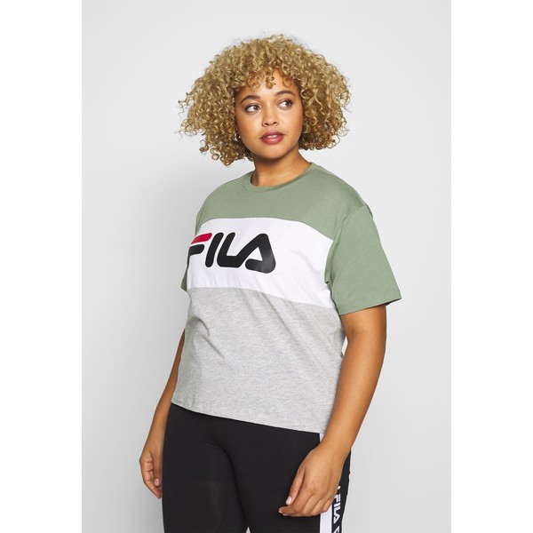 Fila Plus ALLISON TEE T-shirt z nadrukiem sea spray/light grey melange/bright white FIQ21D003